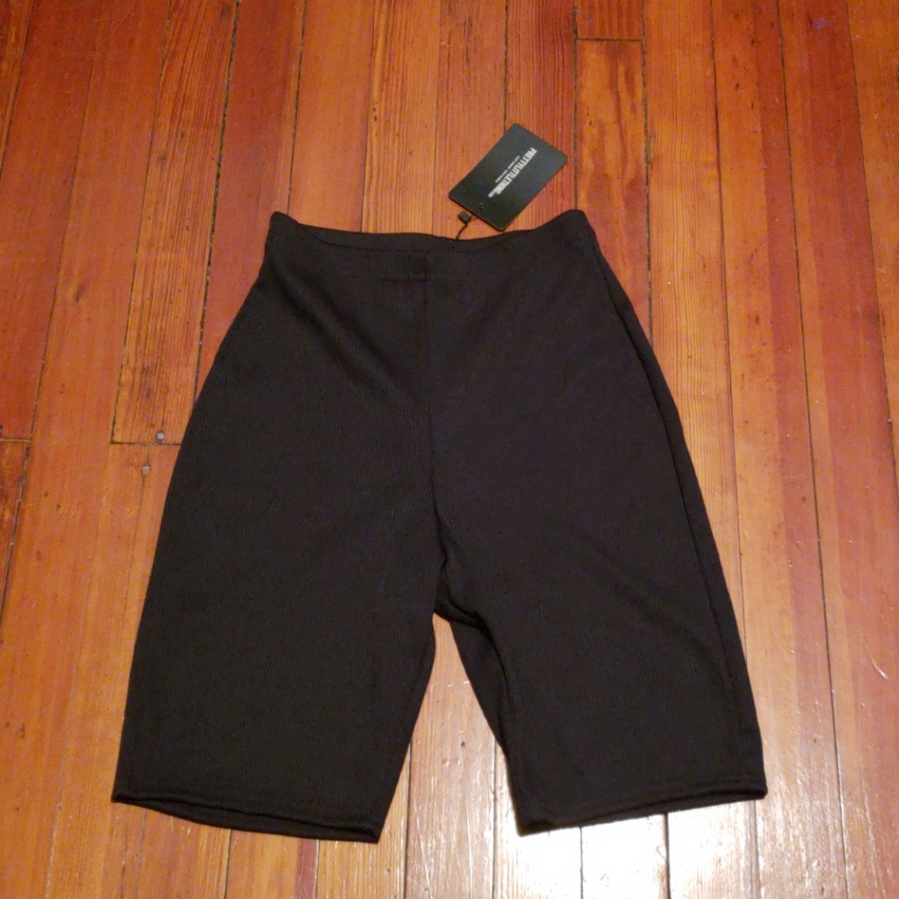 Black Ribbed Bike Shorts